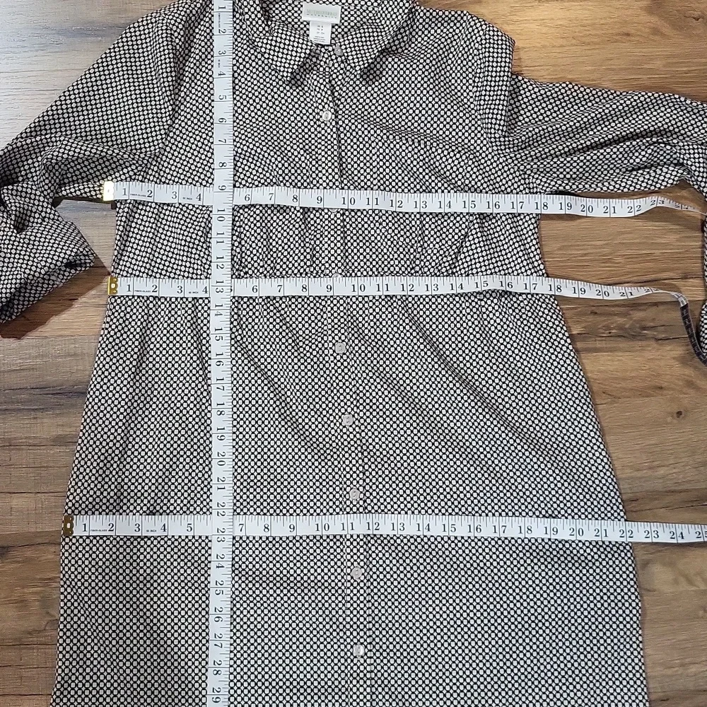 MOTHERHOOD MATERNITY Black White Empire Waist Long Sleeve Roll Tab Shirt Dress - Picture 12 of 13